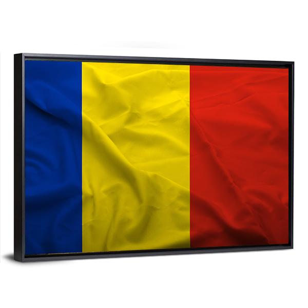 Waving Flag Of Romania Canvas Wall Art-3 Horizontal-Gallery Wrap-25" x 16"-Tiaracle