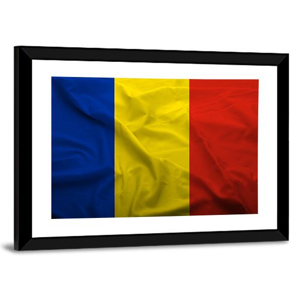 Waving Flag Of Romania Canvas Wall Art-3 Horizontal-Gallery Wrap-25" x 16"-Tiaracle