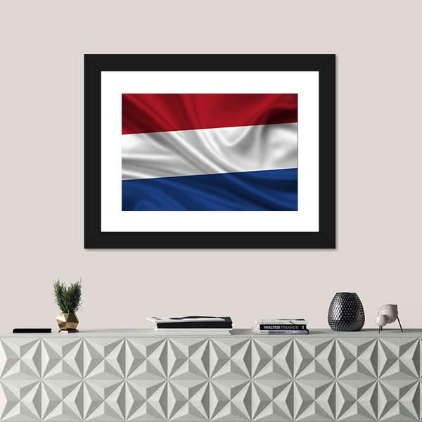 Waving Flag Of The Netherlands Canvas Wall Art-1 Piece-Framed Print-20" x 16"-Tiaracle