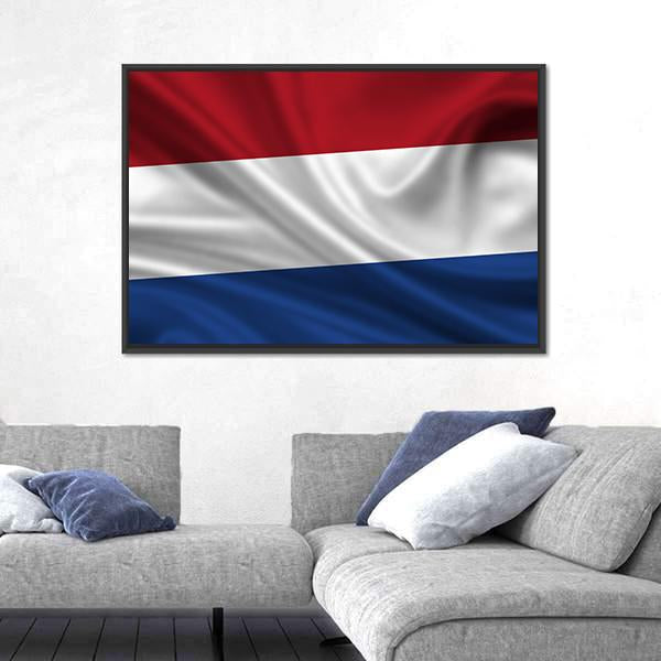 Waving Flag Of The Netherlands Canvas Wall Art-5 Horizontal-Gallery Wrap-22" x 12"-Tiaracle