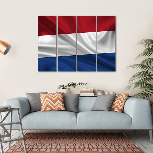 Waving Flag Of The Netherlands Canvas Wall Art-4 Horizontal-Gallery Wrap-34" x 24"-Tiaracle
