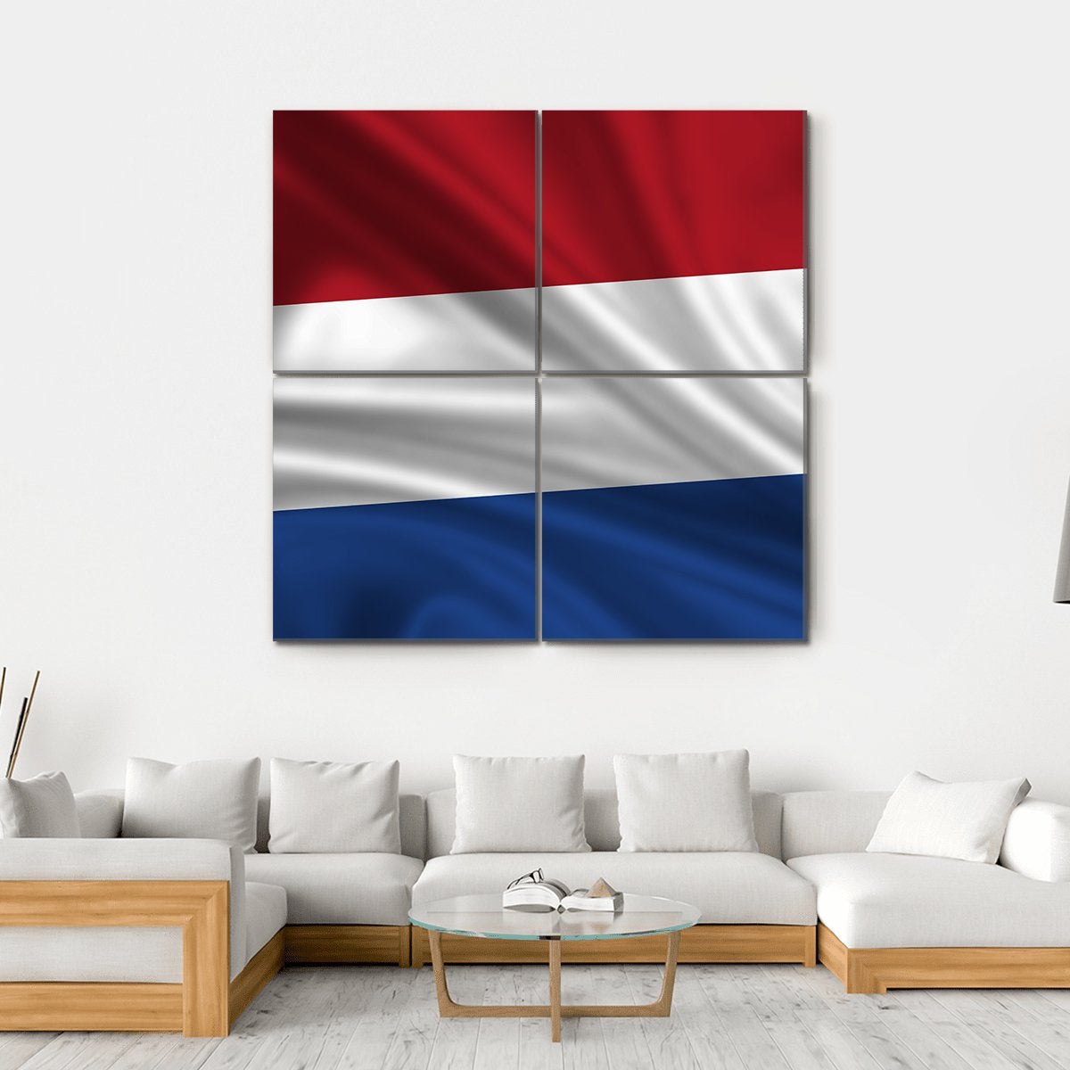 Waving Flag Of The Netherlands Canvas Wall Art-4 Square-Gallery Wrap-17" x 17"-Tiaracle
