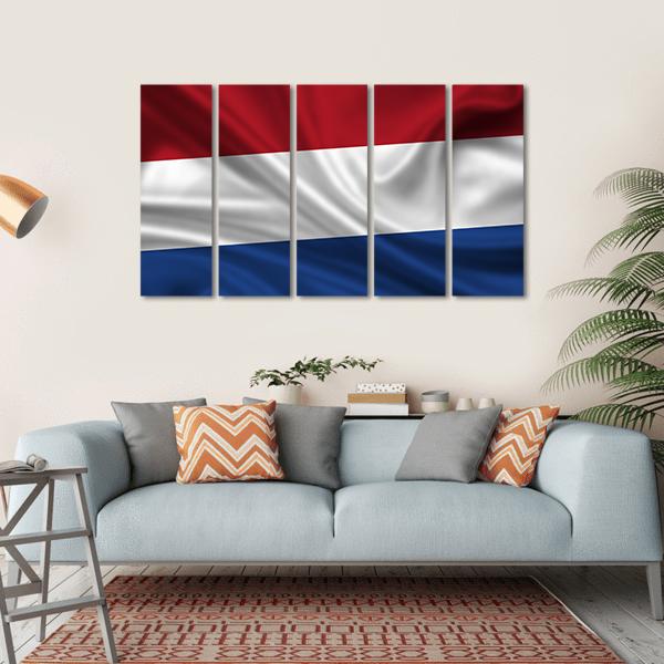 Waving Flag Of The Netherlands Canvas Wall Art-5 Horizontal-Gallery Wrap-22" x 12"-Tiaracle