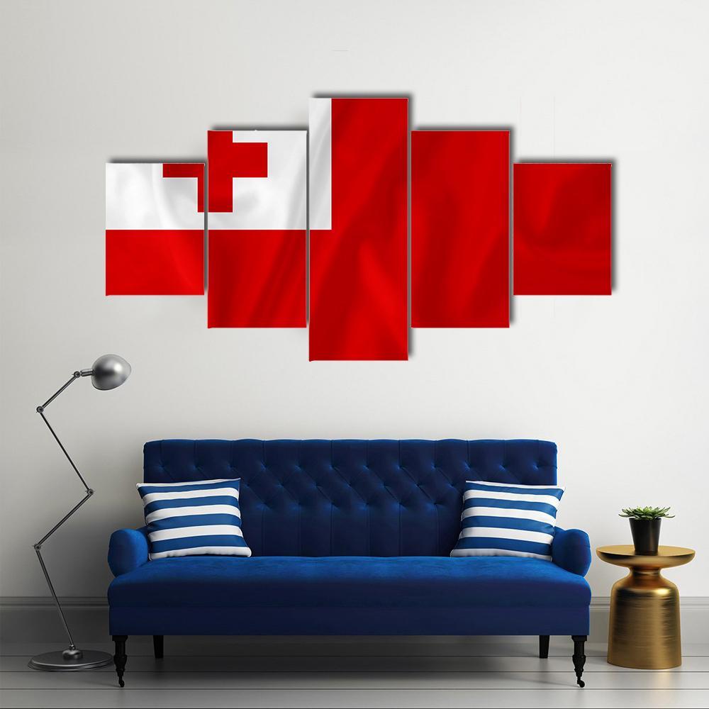 Tonga Flag Canvas Wall Art-5 Star-Gallery Wrap-62" x 32"-Tiaracle