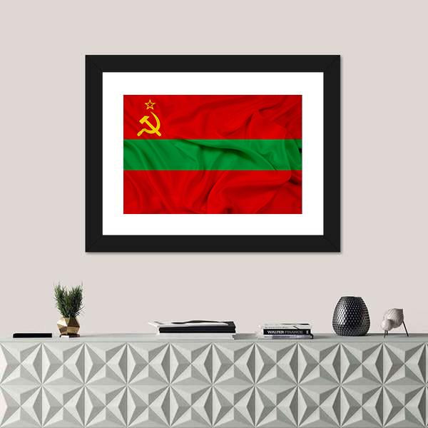 Waving Flag Of Transnistria Canvas Wall Art-1 Piece-Framed Print-20" x 16"-Tiaracle