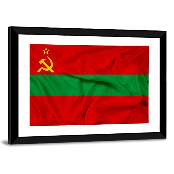 Waving Flag Of Transnistria Canvas Wall Art-3 Horizontal-Gallery Wrap-25" x 16"-Tiaracle