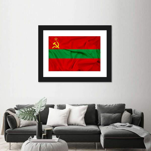 Waving Flag Of Transnistria Canvas Wall Art-5 Horizontal-Gallery Wrap-22" x 12"-Tiaracle