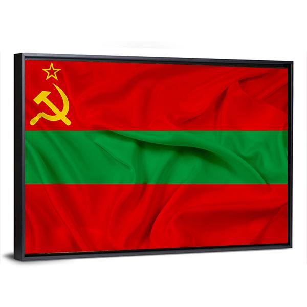 Waving Flag Of Transnistria Canvas Wall Art-5 Horizontal-Gallery Wrap-22" x 12"-Tiaracle