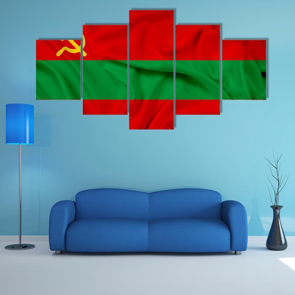 Waving Flag Of Transnistria Canvas Wall Art-3 Horizontal-Gallery Wrap-37" x 24"-Tiaracle