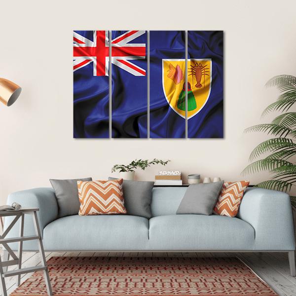 Waving Flag Of Turks And Caicos Islands Canvas Wall Art-4 Horizontal-Gallery Wrap-34" x 24"-Tiaracle