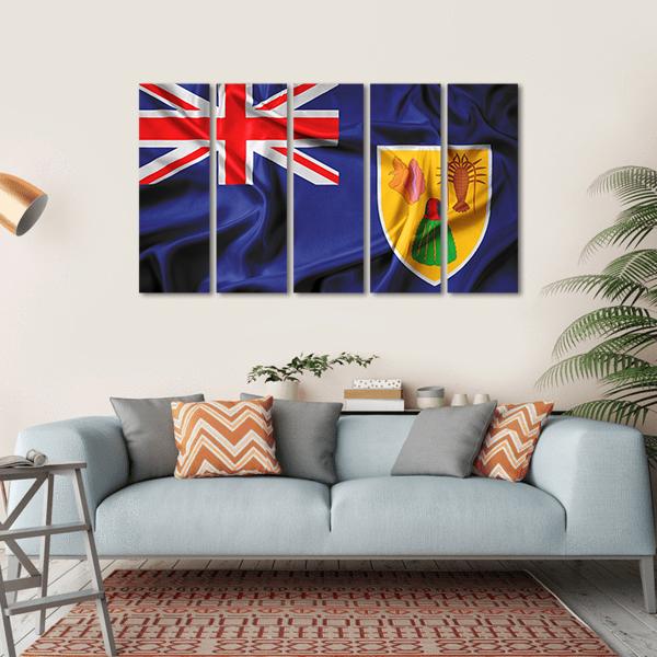 Waving Flag Of Turks And Caicos Islands Canvas Wall Art-5 Horizontal-Gallery Wrap-22" x 12"-Tiaracle