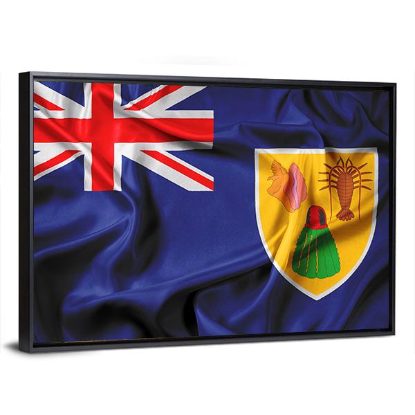 Waving Flag Of Turks And Caicos Islands Canvas Wall Art-3 Horizontal-Gallery Wrap-25" x 16"-Tiaracle