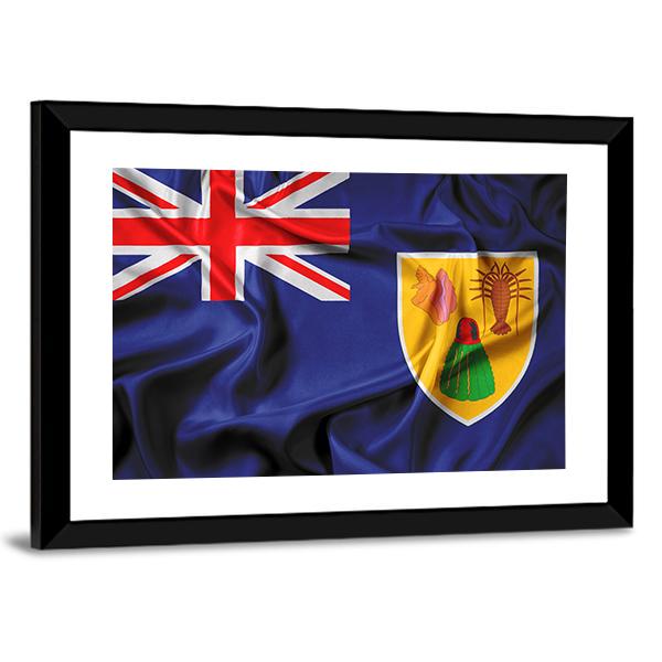 Waving Flag Of Turks And Caicos Islands Canvas Wall Art-3 Horizontal-Gallery Wrap-25" x 16"-Tiaracle