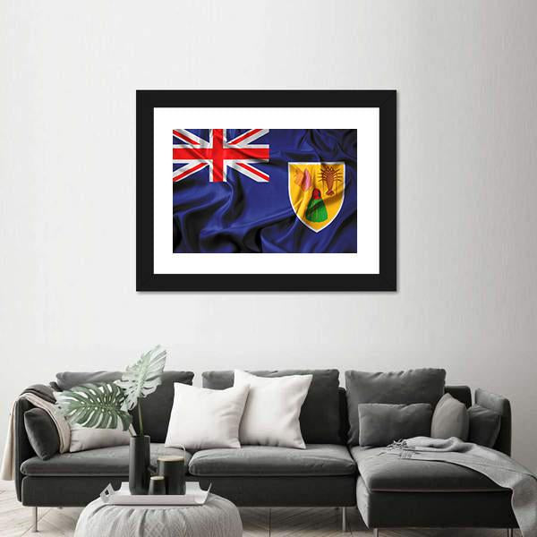 Waving Flag Of Turks And Caicos Islands Canvas Wall Art-5 Horizontal-Gallery Wrap-22" x 12"-Tiaracle