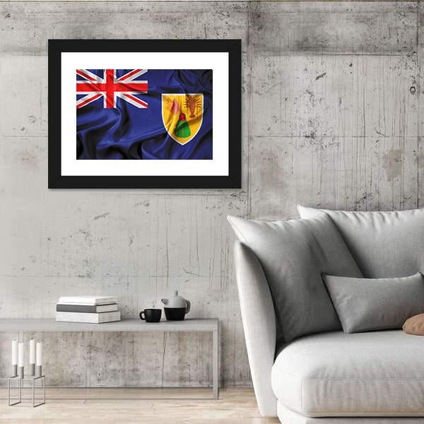 Waving Flag Of Turks And Caicos Islands Canvas Wall Art-3 Horizontal-Gallery Wrap-25" x 16"-Tiaracle