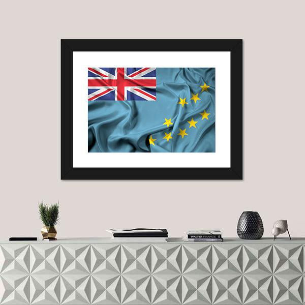 Waving Flag Of Tuvalu Canvas Wall Art-1 Piece-Framed Print-20" x 16"-Tiaracle