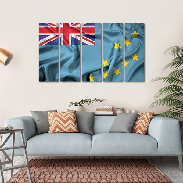 Waving Flag Of Tuvalu Canvas Wall Art-5 Horizontal-Gallery Wrap-22" x 12"-Tiaracle