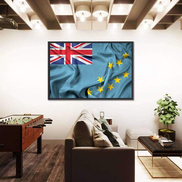 Waving Flag Of Tuvalu Canvas Wall Art-5 Horizontal-Gallery Wrap-22" x 12"-Tiaracle