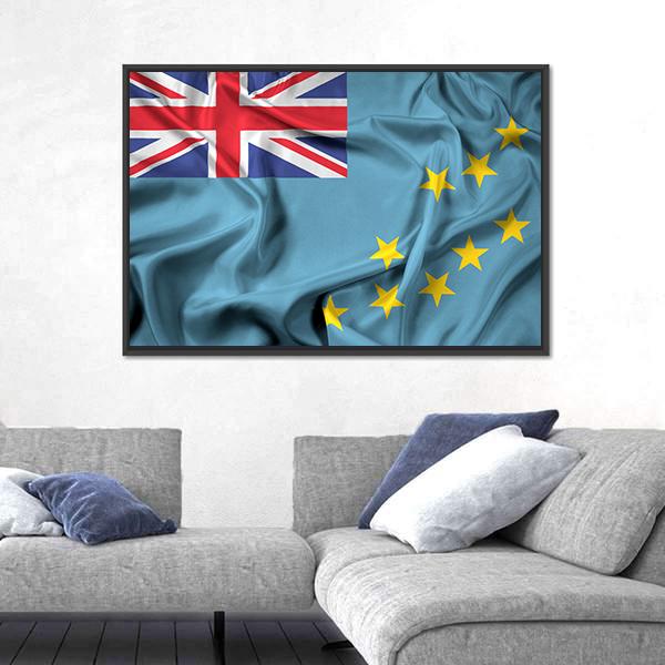 Waving Flag Of Tuvalu Canvas Wall Art-5 Horizontal-Gallery Wrap-22" x 12"-Tiaracle