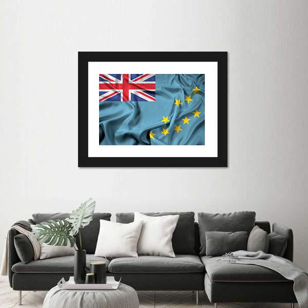Waving Flag Of Tuvalu Canvas Wall Art-5 Horizontal-Gallery Wrap-22" x 12"-Tiaracle