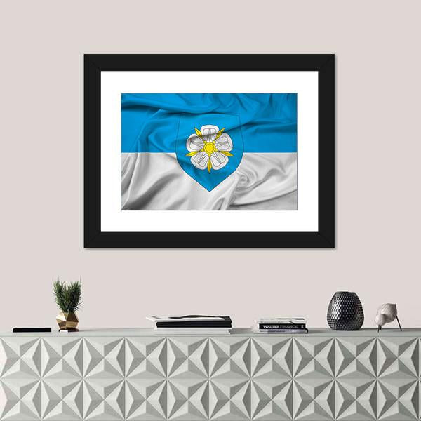 Waving Flag Of Viljandi Canvas Wall Art-1 Piece-Framed Print-20" x 16"-Tiaracle