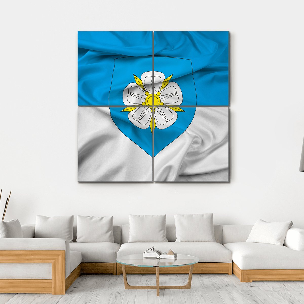 Waving Flag Of Viljandi Canvas Wall Art-4 Square-Gallery Wrap-17" x 17"-Tiaracle