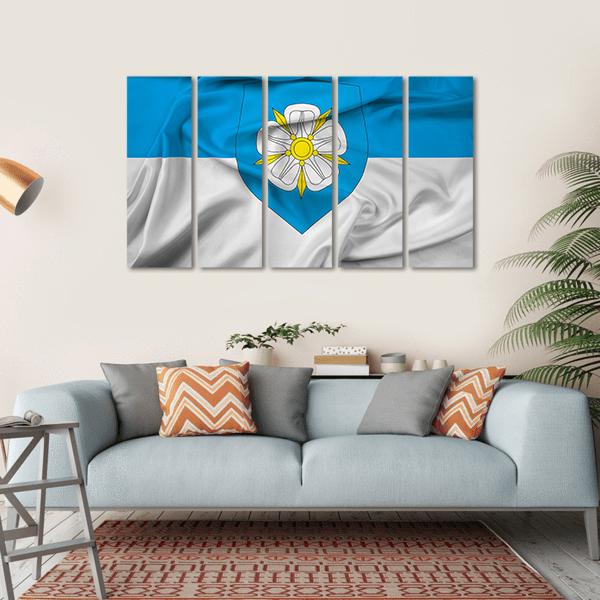 Waving Flag Of Viljandi Canvas Wall Art-5 Horizontal-Gallery Wrap-22" x 12"-Tiaracle