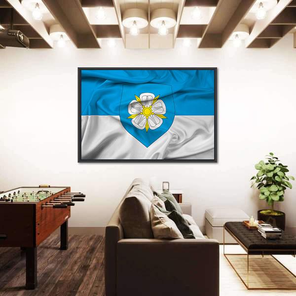Waving Flag Of Viljandi Canvas Wall Art-5 Horizontal-Gallery Wrap-22" x 12"-Tiaracle