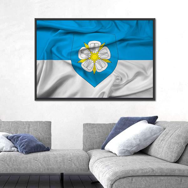 Waving Flag Of Viljandi Canvas Wall Art-5 Horizontal-Gallery Wrap-22" x 12"-Tiaracle