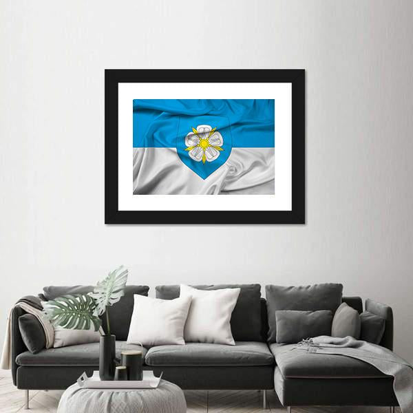 Waving Flag Of Viljandi Canvas Wall Art-5 Horizontal-Gallery Wrap-22" x 12"-Tiaracle