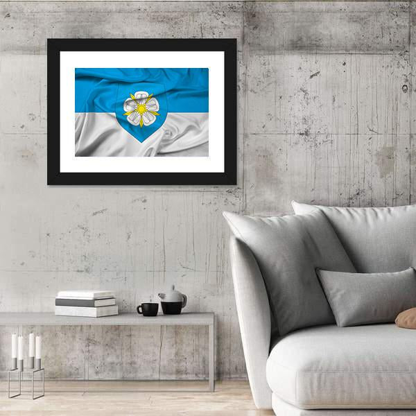 Waving Flag Of Viljandi Canvas Wall Art-3 Horizontal-Gallery Wrap-25" x 16"-Tiaracle