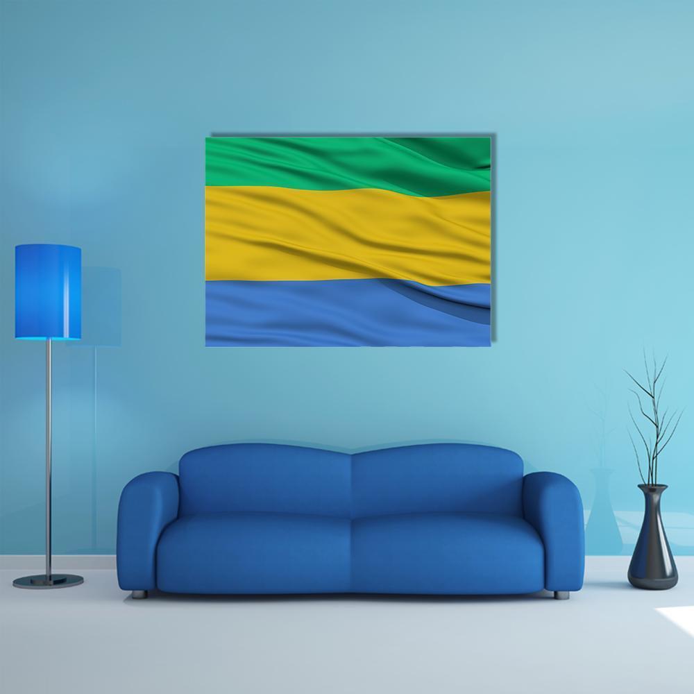 Waving Gabon Flag Canvas Wall Art-1 Piece-Gallery Wrap-48" x 32"-Tiaracle