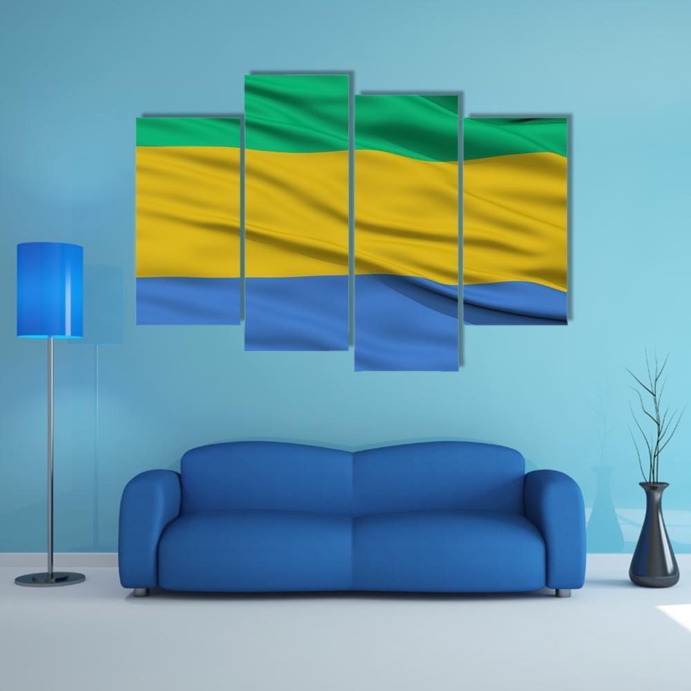 Waving Gabon Flag Canvas Wall Art-4 Pop-Gallery Wrap-50" x 32"-Tiaracle