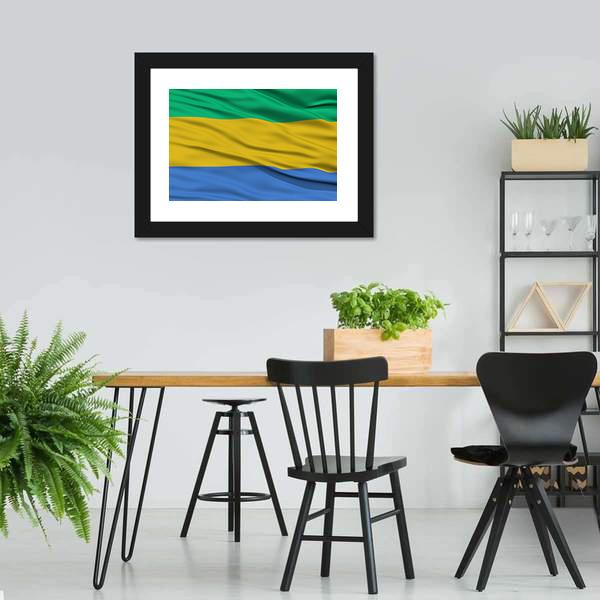 Waving Gabon Flag Panoramic Canvas Wall Art-1 Piece-36" x 12"-Tiaracle