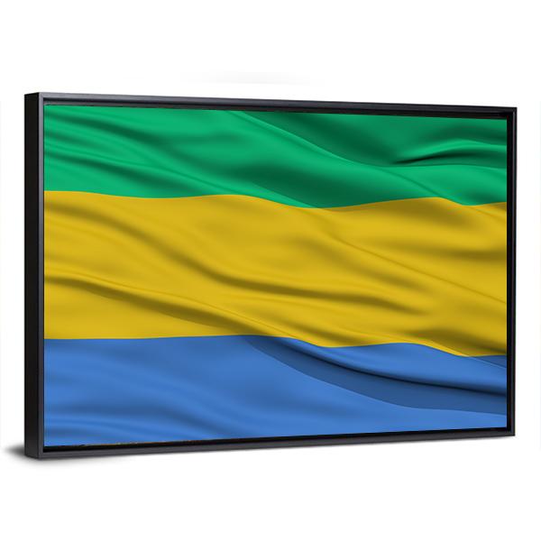 Waving Gabon Flag Panoramic Canvas Wall Art-1 Piece-36" x 12"-Tiaracle