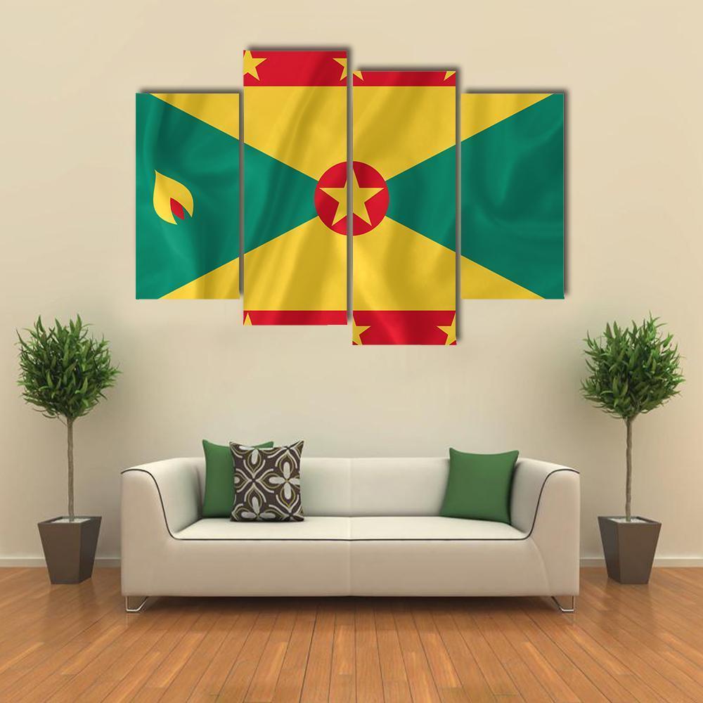Waving Grenada Flag Canvas Wall Art-4 Pop-Gallery Wrap-50" x 32"-Tiaracle