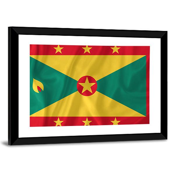 Waving Grenada Flag Panoramic Canvas Wall Art-1 Piece-36" x 12"-Tiaracle