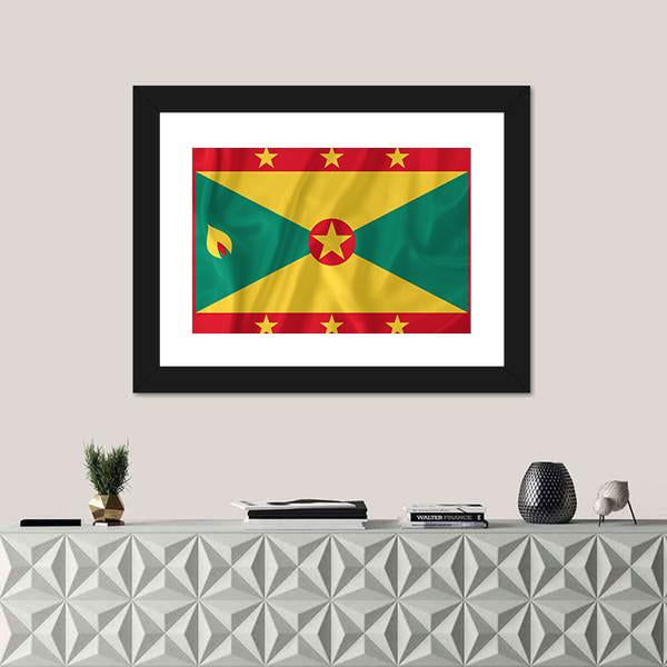 Waving Grenada Flag Panoramic Canvas Wall Art-1 Piece-36" x 12"-Tiaracle