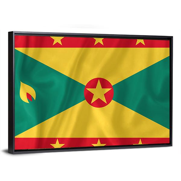 Waving Grenada Flag Panoramic Canvas Wall Art-1 Piece-36" x 12"-Tiaracle