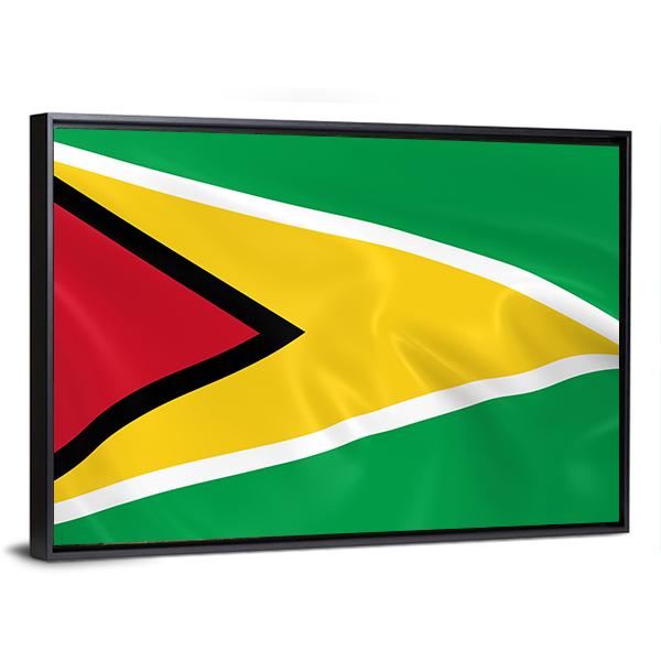 Waving Guyana Flag Canvas Wall Art-3 Horizontal-Gallery Wrap-25" x 16"-Tiaracle