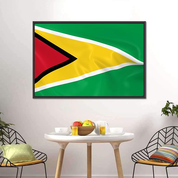 Waving Guyana Flag Canvas Wall Art-3 Horizontal-Gallery Wrap-25" x 16"-Tiaracle