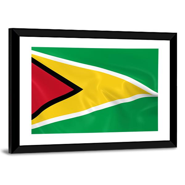 Waving Guyana Flag Canvas Wall Art-3 Horizontal-Gallery Wrap-25" x 16"-Tiaracle