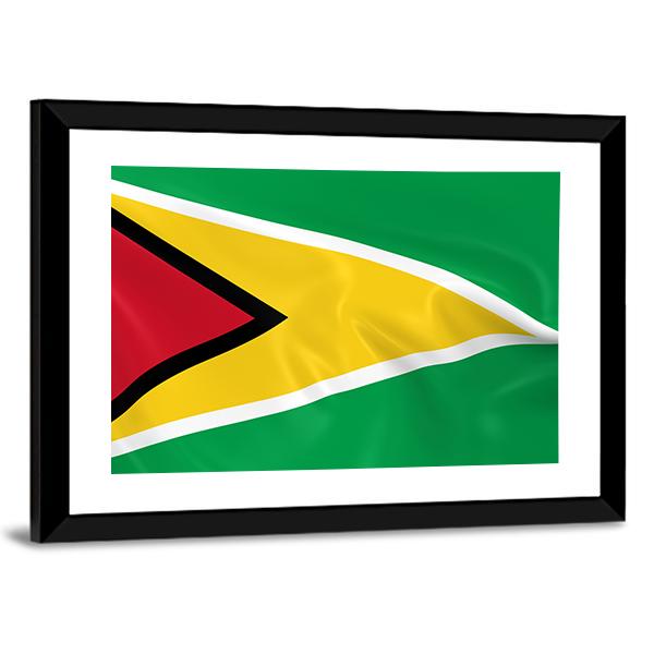 Waving Guyana Flag Panoramic Canvas Wall Art-1 Piece-36" x 12"-Tiaracle