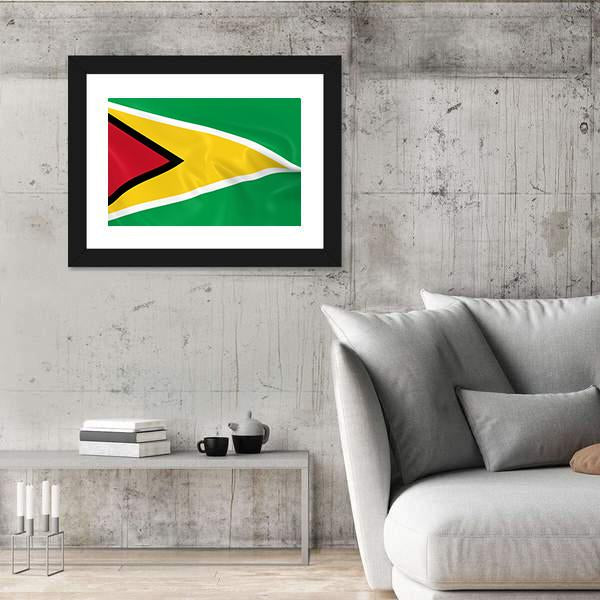 Waving Guyana Flag Panoramic Canvas Wall Art-1 Piece-36" x 12"-Tiaracle