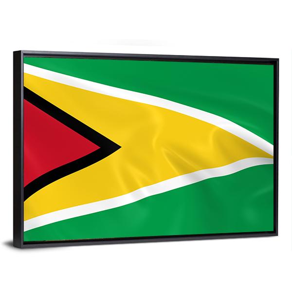 Waving Guyana Flag Panoramic Canvas Wall Art-1 Piece-36" x 12"-Tiaracle
