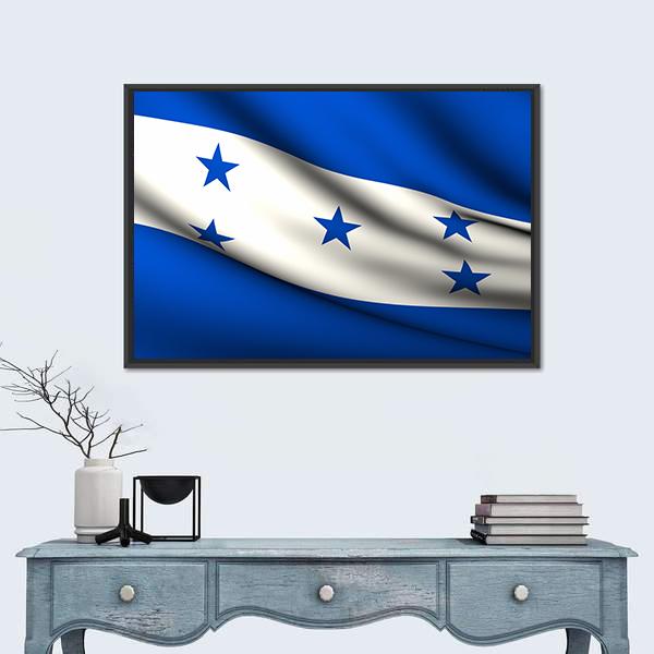 Waving Honduras Flag Canvas Wall Art-1 Piece-Floating Frame-24" x 16"-Tiaracle
