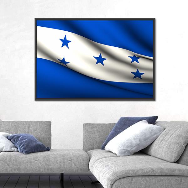 Waving Honduras Flag Canvas Wall Art-5 Horizontal-Gallery Wrap-22" x 12"-Tiaracle