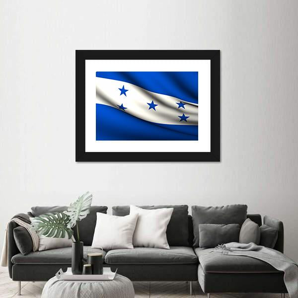 Waving Honduras Flag Canvas Wall Art-5 Horizontal-Gallery Wrap-22" x 12"-Tiaracle