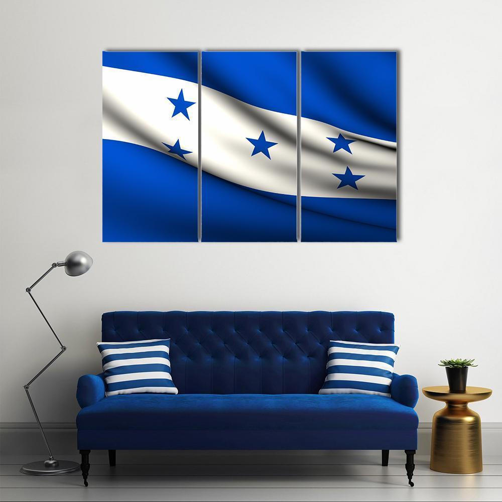 Waving Honduras Flag Canvas Wall Art-3 Horizontal-Gallery Wrap-37" x 24"-Tiaracle