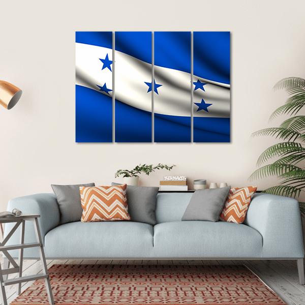 Waving Honduras Flag Canvas Wall Art-4 Horizontal-Gallery Wrap-34" x 24"-Tiaracle